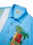 Royaura® Blue Men's Hawaiian Shirt Coconut Tree Island Pocket Camping Shirt