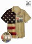 Royaura® Vintage American Flag Men's Shirt Stretch Quick-Drying Camp Outdoor Pocket Shirt Large Tall