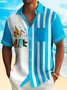 Royaura® Vintage Cocktail Blue Bowling Shirt Striped Cartoon Camping Pocket Shirt Big Tall