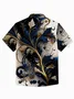 Royaura®Hawaiian Gilt Art Floral Print Men's Button Pocket Short Sleeve Shirt