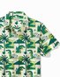 Royaura®  Holiday National Alligator Awareness Day Alligator Coconut Tree Print Men's Shirt Easy Care Camping Pocket Shirt Big Tall