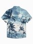 Royaura®Hawaiian Gradient Coconut Tree Print Men's Button Pocket Short Sleeve Shirt