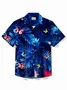 Royaura®Hawaiian Butterfly Botanical Print Men's Button Pocket Short Sleeve Shirt