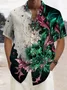 Royaura®  Vintage Floral Art Print Men's Button Pocket Short Sleeve Shirt