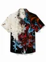 Royaura®  Vintage Floral Art Print Men's Button Pocket Short Sleeve Shirt