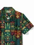 Royaura® Hawaiian Tiki Botanical Print Men's Button Pocket Short Sleeve Shirt