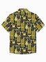 Royaura®Hawaiian Tiki Tequila Print Men's Button Pocket Short Sleeve Shirt