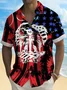 Royaura® Holiday Memorial Day Soldier American Flag Print Men's Shirt Easy Care Camping Pocket Shirt Big Tall