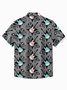 Royaura® Vintage Men's Hawaiian Shirt Musical Geometric Guitar Print Oversized Stretch Aloha Shirt