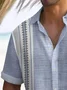 Royaura®Men's Retro Geometric Contrast Print Button-Down Short Sleeve Shirt