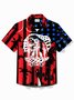 Royaura® Holiday Memorial Day Soldier American Flag Print Men's Shirt Easy Care Camping Pocket Shirt Big Tall