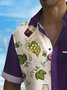 Royaura® National Wine Day Wine Cartoon Grape Print Men's Button Pocket Shirt