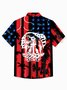 Royaura® Holiday Memorial Day Soldier American Flag Print Men's Shirt Easy Care Camping Pocket Shirt Big Tall