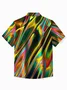 Royaura® Vintage 60s Psychedelic Textured Print Men's Shirt Easy Care Camping Pocket Shirt