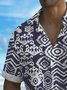 Royaura® Vintage Abstract Ethnic Print Chest Pocket Shirt Plus Size Men's Shirt
