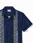 Royaura® Vintage Bowling Men's Hawaiian Shirt Stripe Print Guayabera Pocket Camping Shirt