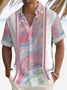 Royaura®Men's Retro Gradient Contrast Print Button-Down Short Sleeve Shirt