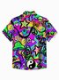 Royaura® Vintage Hippie Peace & Love Print Chest Pocket Shirt Plus Size Men's Shirt