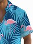 Royaura®Flamingo Botanical Print Men's Button Pocket Short Sleeve Shirt
