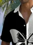 Royaura®Hawaiian Butterfly Contrast Print Men's Button Pocket Short Sleeve Shirt