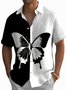 Royaura®Hawaiian Butterfly Contrast Print Men's Button Pocket Short Sleeve Shirt