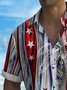 Royaura® Vintage American Flag Coconut Tree Print Chest Pocket Shirt Plus Size Men's Shirt