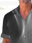 Royaura®Retro Stripe Print Men's Button Pocket Short Sleeve Shirt