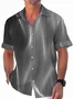 Royaura®Retro Stripe Print Men's Button Pocket Short Sleeve Shirt