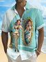 Royaura® x 50s Vintage Dame Vintage Sexy Girl Print Chest Pocket Shirt Plus Size Men's Shirt