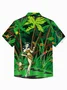 Royaura® x 50s Vintage Dame Beach Vacation Men's Hawaiian Shirt Jungle Queen Monkey Parrot Print Stretch Pocket Camping Shirt Big Tall