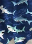 Royaura® Beach Vacation Men's Hawaiian Shirt Ocean Shark Print Stretch Pocket Camping Shirt Big Tall