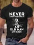 Royaura® Funny Men's T-Shirt Never Underestimated A Old Man On Skis Tops Big Tall