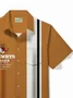 Royaura®Vintage Bowling Drewrys Beer Letter Print Men's Button Pocket Short Sleeve Shirt