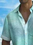 Royaura® Beach Vacation Men's Hawaiian Shirt Green Gradient Leaf Print Stretch Pocket Camping Shirt