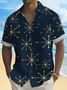 Royaura®  Vintage Geometric Starburst Print Chest Pocket Shirt Plus Size Men's Shirt