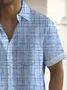 Royaura®Retro Geometric Textured Print Men's Button Pocket Short Sleeve Shirt