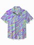 Royaura® Vintage 60s Psychedelic Textured Print Men's Shirt Easy Care Camping Pocket Shirt