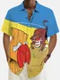 Royaura® Vintage Ghost Bull Cartoon Print Chest Pocket Shirt Plus Size Men's Shirt