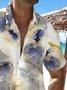 Royaura®Hawaiian Floral Art Print Men's Button Pocket Short Sleeve Shirt