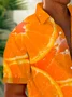 Royaura®Hawaiian Orange Slice Print Men's Button Pocket Short Sleeve Shirt