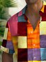 Royaura®Vintage Geometric Print Men's Button Pocket Short Sleeve Shirt