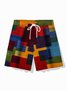 Royaura®Retro Geometric Contrast Printed Men's Beach Shorts