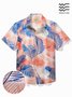 Royaura® Tropical Palm Leaf Pink Men's Hawaiian Shirt Seersucker Wrinkle Free Pocket Camp Shirt Big Tall