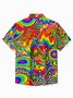 Royaura® Vintage Abstract Psychedelic Gradient Geometric Print Men's Button Pocket Shirt