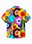 Royaura® Vintage Abstract Psychedelic Gradient Geometric Print Men's Button Pocket Shirt
