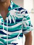 Royaura®Hawaiian Coconut Tree Printed Men's Button Pocket Short Sleeve Shirt
