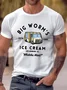 Royaura® Big Worm's Ice Cream Graphic T-shirt Men's Movie Graphic Design T-shirt Big Tall