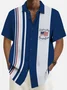 Royaura® Holiday Memorial Day Men's American Flag Soldier Print Bowling Shirt Easy Care Camping Pocket Shirt Big Tall
