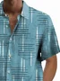 Royaura®Retro Geometric Print Men's Button Pocket Short Sleeve Shirt