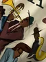 Royaura® 50's Retro Jazz Men's Shirt Cartoon Trumpet Pocket Camp Shirt Big Tall